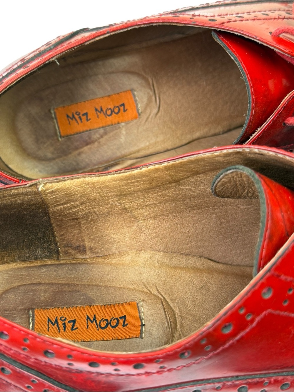 Miz Mooz Nash Red Shoes Wingtip Oxfords Leather Block Heels Lace Up Women’s 11 - Picture 8 of 10